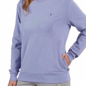 Fila Women’s Periwinkle Purple Crewneck Terry Sweater with pockets